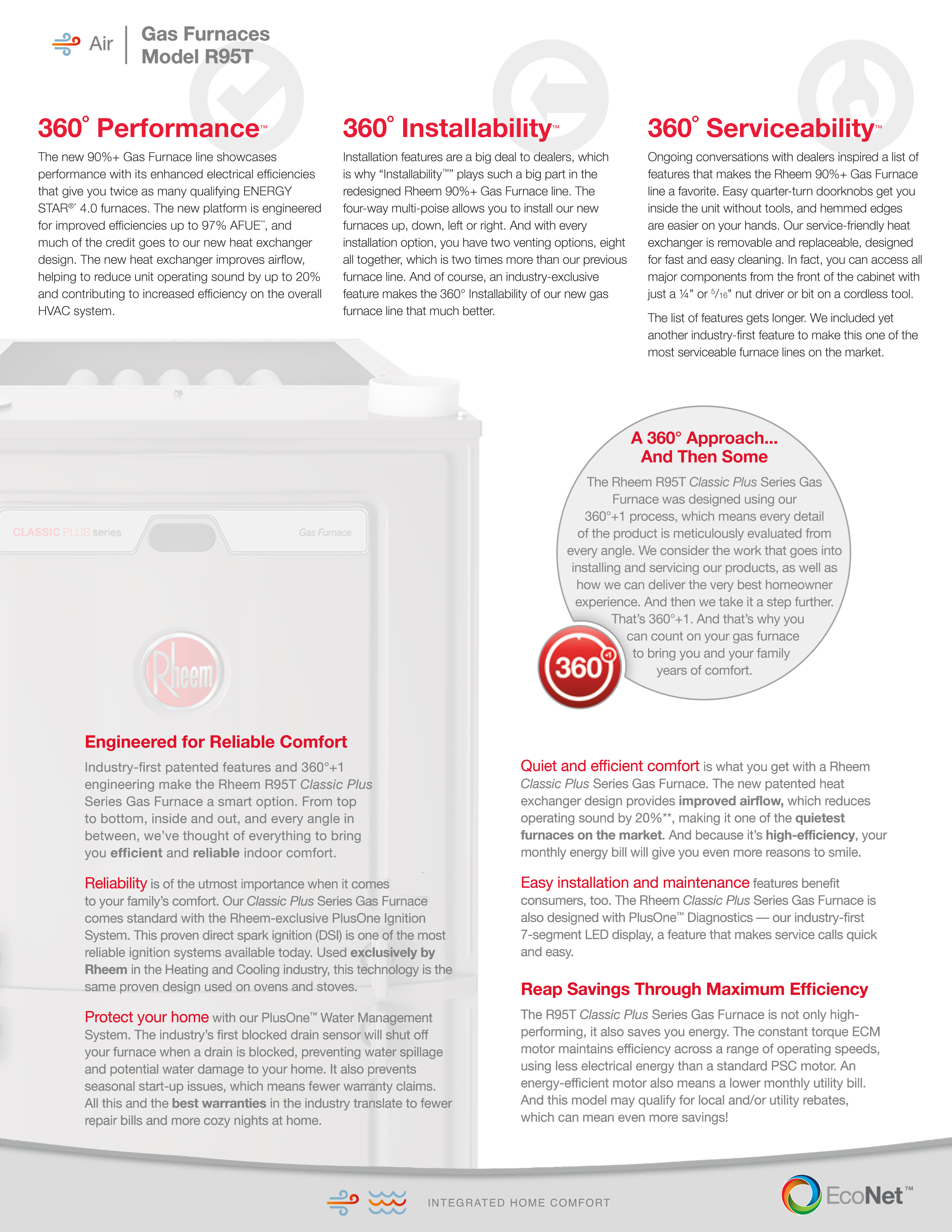 Rheem 95% Single Stage 85K BTU Gas Furnace, R95TC0851521MSA (0726)(F)